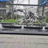 不銹鋼抽象魚(yú)群雕塑