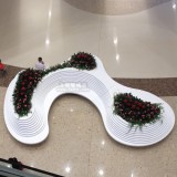 商場(chǎng)休閑椅帶花盆玻璃鋼工藝品