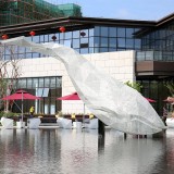 園林大型不銹鋼鏤空鯨魚(yú)雕塑