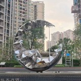 樓盤入口不銹鋼發(fā)光鏤空水景雕塑