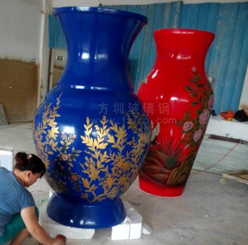玻璃鋼彩繪大花瓶組合圖