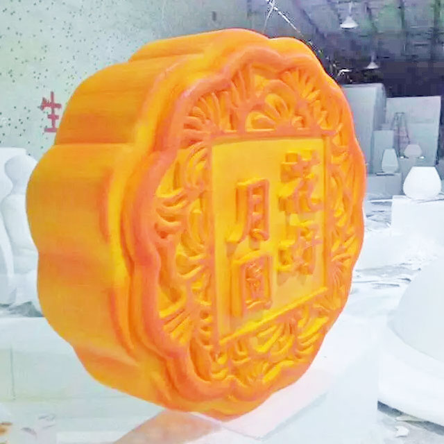 玻璃鋼月餅雕塑模型玉兔嫦娥中秋美陳展覽擺件