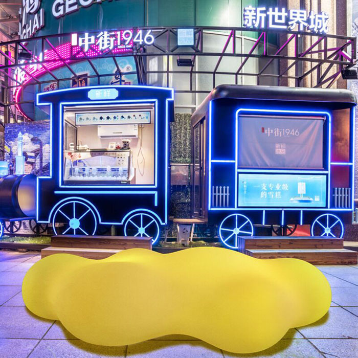 發(fā)光云朵凳商業(yè)美陳景觀云朵造型椅出口內(nèi)銷定制