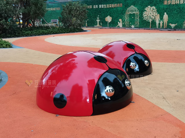 惠州兒童游樂園不銹鋼瓢蟲雕塑昆蟲景觀擺件