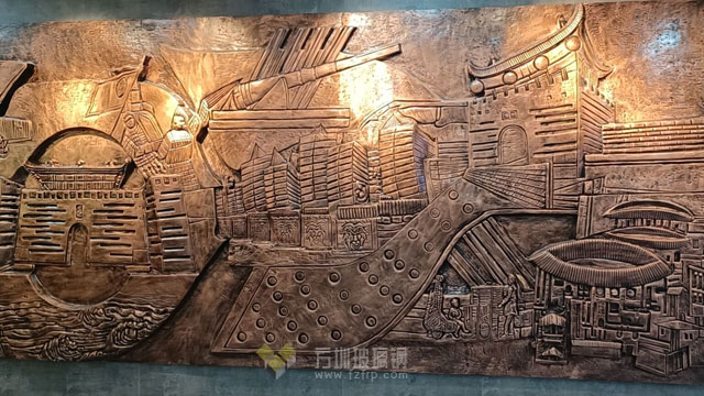 深圳檔案館展廳玻璃鋼海防圖浮雕文化墻再現(xiàn)紅色記憶