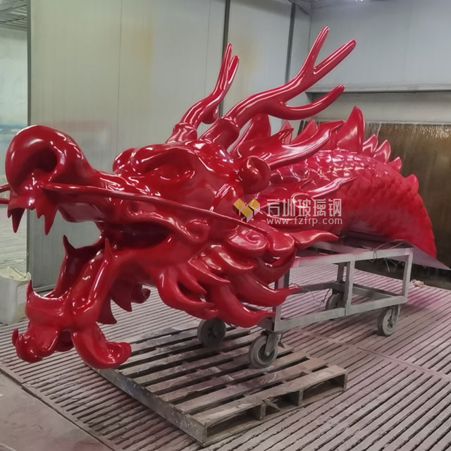 廣州企業(yè)慶典背景墻玻璃鋼龍頭龍尾雕塑
