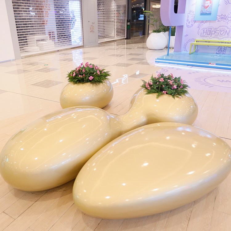 玻璃鋼連體組合花盆座椅美陳裝飾擺件