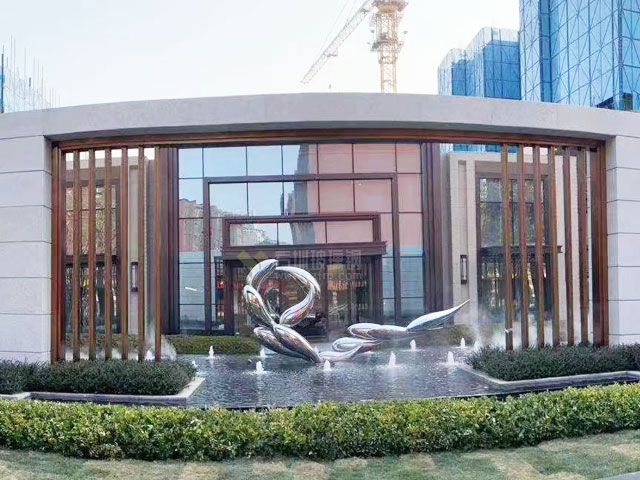 小區(qū)不銹鋼入口水景雕塑