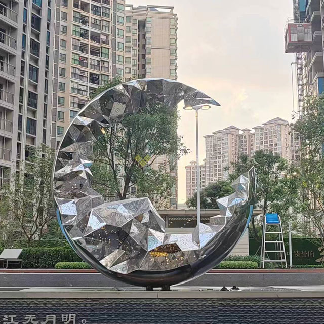 小區(qū)入口不銹鋼發(fā)光鏤空水景雕塑